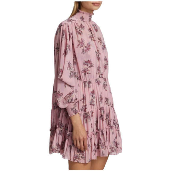 CINQ À SEPT NWT Corrine Tiered Minidress Size 6 Smocked Floral Ruffle Pink - Picture 12 of 13